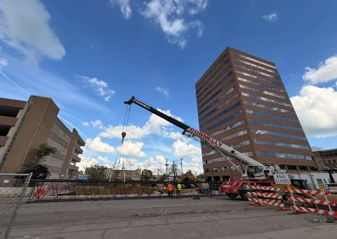 New Vision Lansing Crane  being assembled